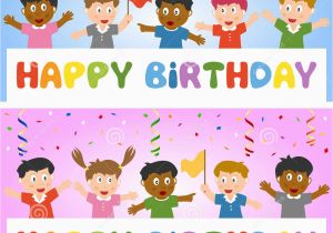 Children S Happy Birthday Banners Birthday Banner with Kids Stock Vector Image Of event