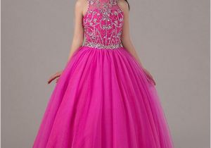 Childrens Birthday Dresses Hot Pink Beaded Pageant Dress for Little Girls Full Skirt