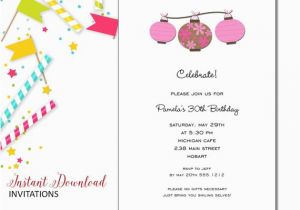 Chinese Birthday Invitations Printable Pink Chinese Lanterns Invitation Adult Birthday