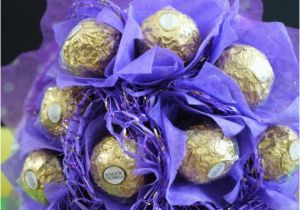 Chocolate Birthday Gifts for Her 110cs Ferrero Rocher Chocolates In A Purple themed Flower