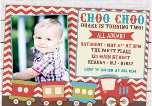 Choo Choo Train Birthday Invitations Vintage Choo Choo Train Birthday Party Photo Invitation