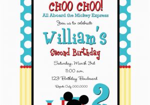 Choo Choo Train Birthday Party Invitations Mickey Mouse Choo Choo Express Birthday Invitation