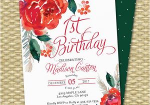 Christmas 1st Birthday Invitations Christmas 1st Birthday Invitation Holiday 1st Birthday