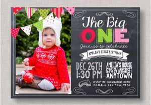 Christmas 1st Birthday Invitations Christmas Birthday Invitation Christmas First Birthday