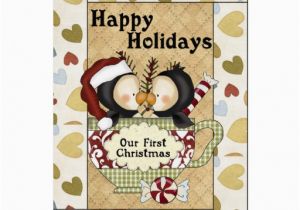 Christmas and Birthday Card together Our First Christmas together Penguins Greeting Card Zazzle