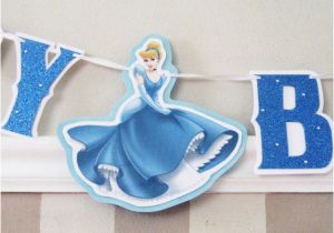 Cinderella Happy Birthday Banner Cinderella Happy Birthday Banner Blue Glitter with by