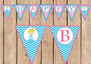 Cinderella Happy Birthday Banner Cinderella Happy Birthday Pennant Banner