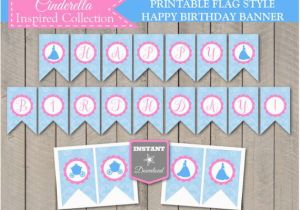 Cinderella Happy Birthday Banner Instant Download Printable Cinderella Inspired Happy