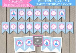 Cinderella Happy Birthday Banner Instant Download Printable Cinderella Inspired Happy