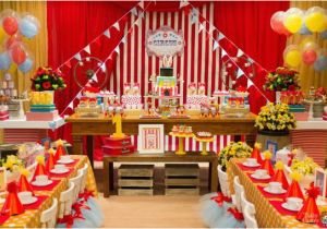 Circus Decorations for Birthday Party Classic Red White Circus themed Birthday Party