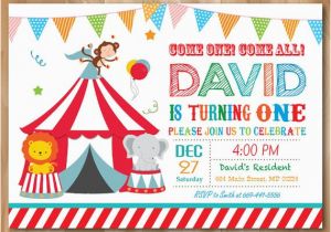 Circus themed 1st Birthday Invitations Circus Birthday Invitation Circus Birthday Party Invite