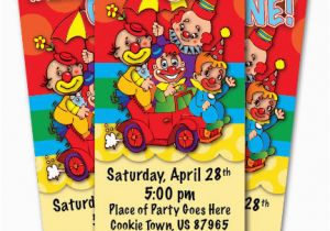 Circus themed 1st Birthday Invitations Circus Clown 1st Birthday Party Invitation Ticket Stub