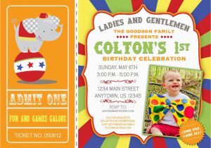 Circus themed 1st Birthday Invitations Circus First Birthday Invitations Best Party Ideas