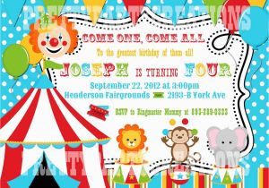 Circus themed 1st Birthday Invitations Colorful Circus Birthday Invitation You Print Digital File
