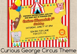 Circus themed 1st Birthday Invitations Curious George Invitation Birthday 1st First Circus theme