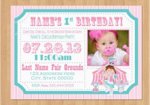 Circus themed 1st Birthday Invitations Girl Circus Invitation Circus Ticket Invitation Girl