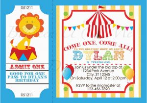 Circus themed 1st Birthday Invitations Invite Admit One Circus Carnival Pinterest
