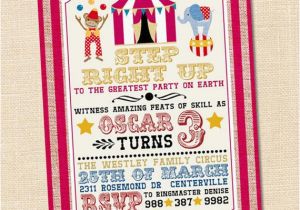 Circus themed 1st Birthday Invitations Step Right Up Circus Invitation Circus themed Party Circus