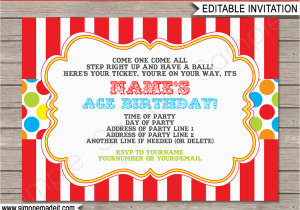 Circus themed Birthday Invites Carnival Invitation Template Carnival Invitations