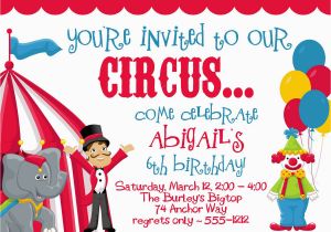 Circus themed Birthday Invites Circus Party Invitations Party Invitations Templates