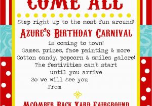 Circus themed Birthday Invites Free Printable Carnival Party Invitation Template