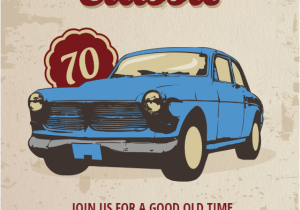Classic Car Birthday Invitations Car Classic 70th Birthday Free Birthday Invitation