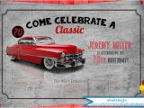 Classic Car Birthday Invitations Classic Car Birthday Party Invitation Adult Men 39 S