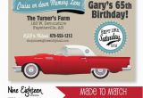 Classic Car Birthday Invitations Classic Car Birthday Party Invitation Red 57 by Nineeighteen