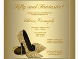 Classy 50th Birthday Invitations Elegant Gold High Heels Womans Gold 50th Birthday Invitations