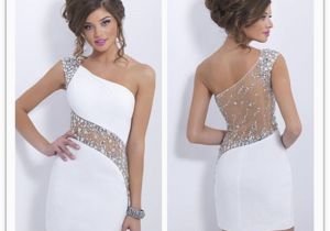 Classy Birthday Dresses 2015 Elegant Sexy Blush C153 Crystals White Cocktail