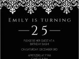 Classy Birthday Invitation Templates Elegant Black and White 25th Birthday Invitation Adult