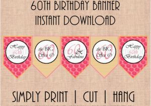 Classy Happy Birthday Banner 60th Birthday Banner Classy Pink orange by Sunshinetulipdesign