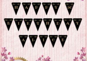 Classy Happy Birthday Banner Personalized Elegant Happy Birthday Banner Black and Gold