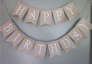 Classy Happy Birthday Banner Rustic Burlap Birthday Banner Rustic Elegant by