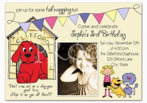 Clifford the Big Red Dog Birthday Invitations Clifford Big Red Dog Birthday Invitation You Print Custom