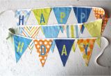 Cloth Happy Birthday Banner Boy Happy Birthday Fabric Flag Banner Garland Blue Green