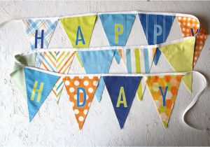 Cloth Happy Birthday Banner Boy Happy Birthday Fabric Flag Banner Garland Blue Green