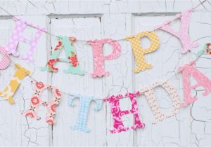 Cloth Happy Birthday Banner Happy Birthday Banner Fabric Bunting You Pick Fabric