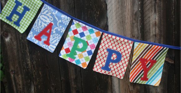 Cloth Happy Birthday Banner Happy Birthday Fabric Banner Bunting Garland