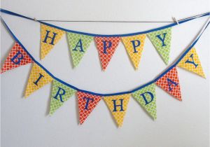 Cloth Happy Birthday Banner Happy Birthday Fabric Pennant Banner Ready to Ship