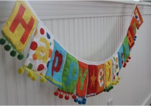 Cloth Happy Birthday Banner Mini Colorful Reusable Fabric Happy Birthday Banner Bunting