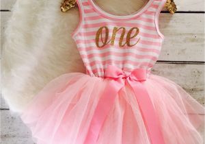 Clothes for First Birthday Girl Pink and Gold First Birthday Outfit Tutu Dress Gold by