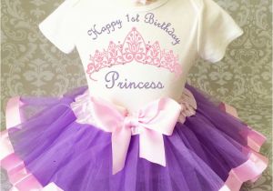 Clothes for First Birthday Girl Princess Lavender Pink Crown Baby Girl 1st First Birthday