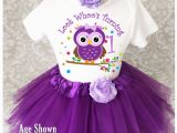 Clothes for First Birthday Girl Purple Owl Look who 39 S Baby Girl 1st First Birthday Tutu