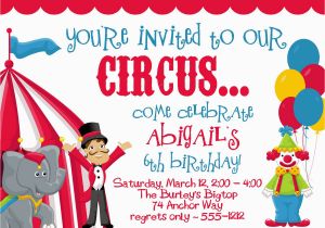 Clown Birthday Party Invitations Circus Carnival Birthday Party Invitations by