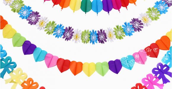 Color Paper Decorations Birthday Hot Sale Chinese Colored Paper Garlands Baby Birthday