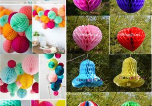 Color Paper Decorations Birthday Wedding Party Honeycomb Paper Lantern Balls Home