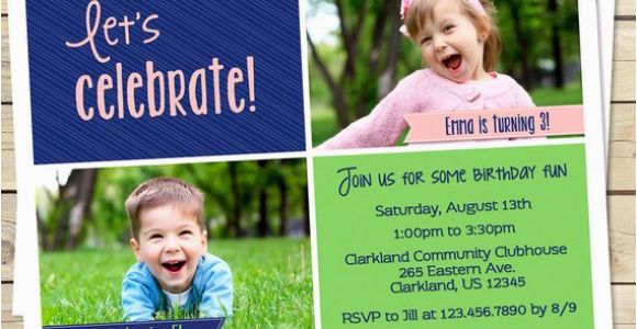 Combined Birthday Party Invitation Wording Joint Birthday Party Invitation Sibling Birthday Invitation