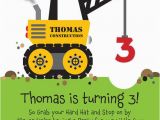 Construction Birthday Party Invites Crane Construction Truck Birthday Party Invitation by