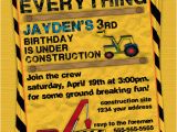 Construction themed Birthday Party Invitations Construction Birthday Party Invitation Invite